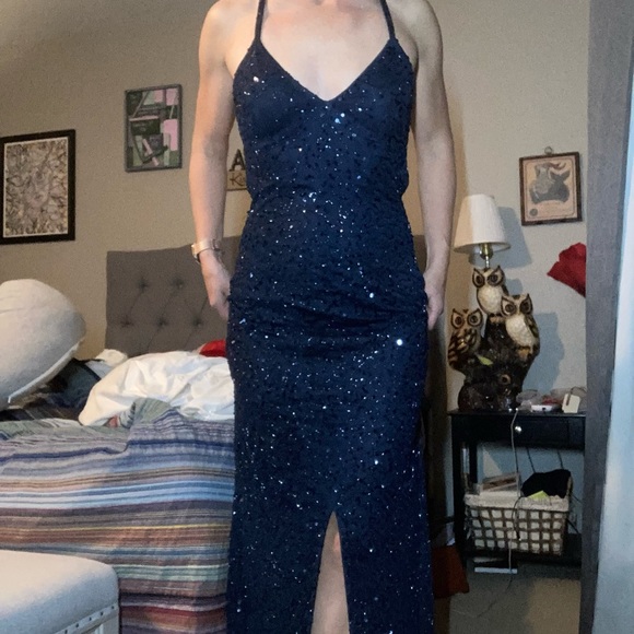 Navy Sequins Gown - Picture 1 of 4